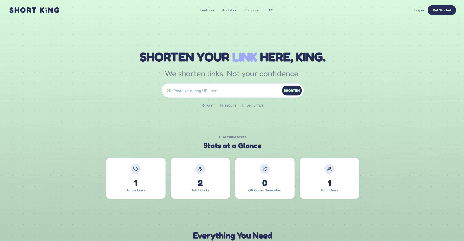 Short King Landing Page